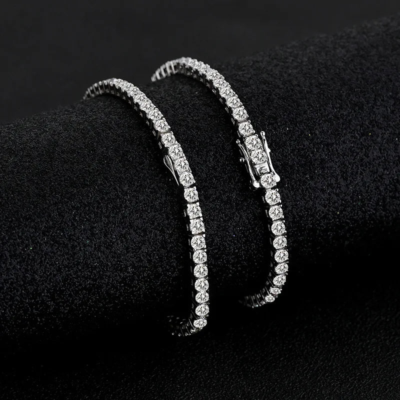 Factory Price D VVS1 Moissanite Tennis Bracelet 925 Sterling Silver Single Row Classics with GRA Bracelets for Women Man Jewelry